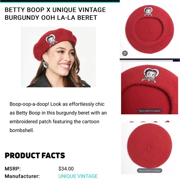 Unique Vintage Betty Boop Beret. - Picture 6 of 10